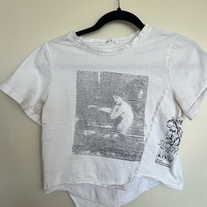 cute crop top white with graphic designs